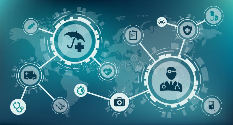 Concept d'assurance médicale maladie/affaires de soins de santé/illustration modernes de vecteur de soin †urgent de concept « illustration libre de droits Concept d'assurance médicale maladie/affaires de soins de santé/illustration modernes de vecteur de soin †urgent de concept « illustration libre de droits